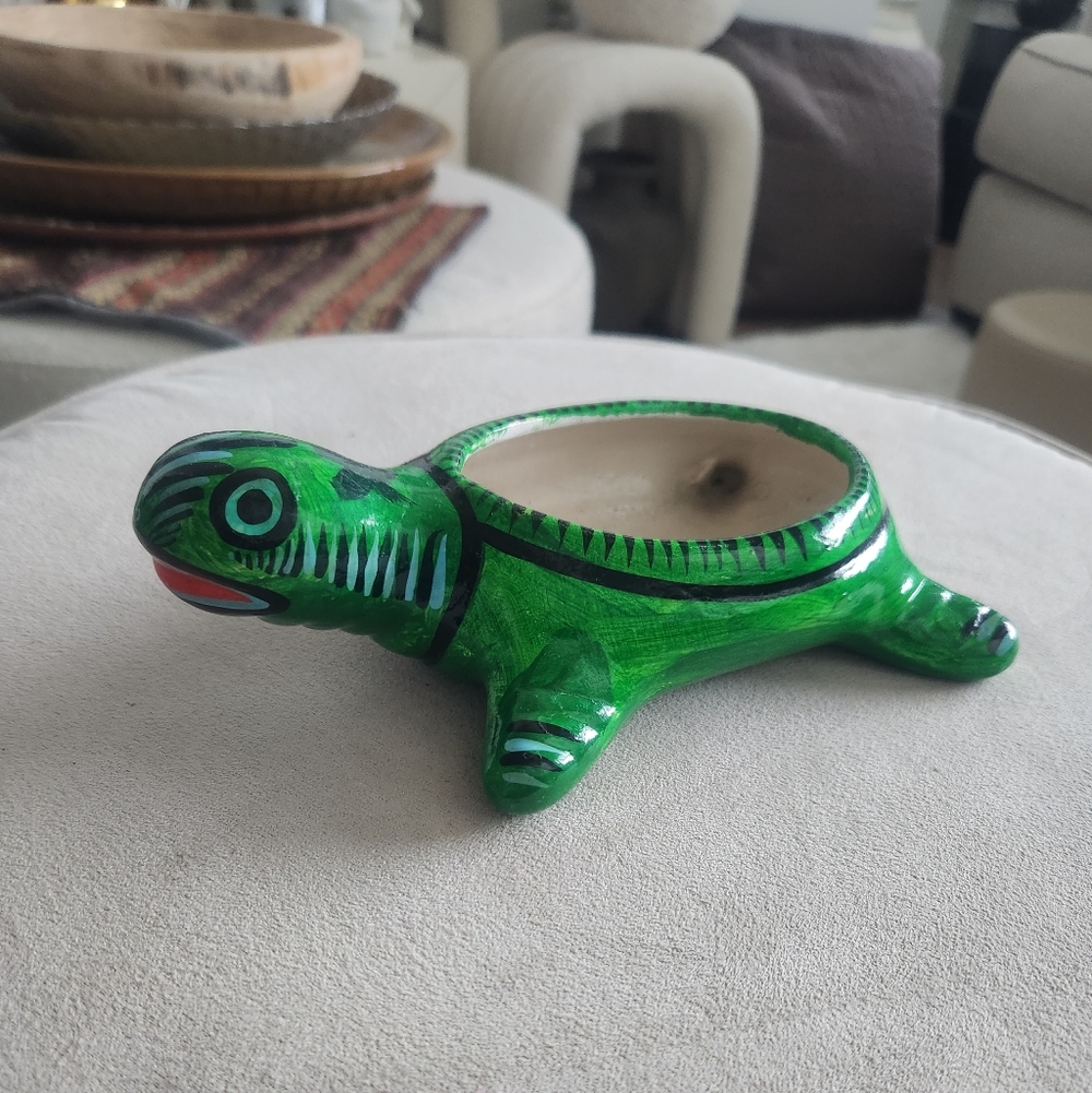 Green Ceramic Turtle Catch All Bowl